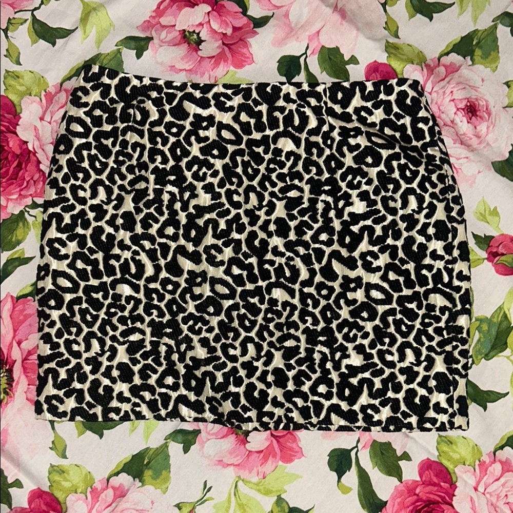 Kendall & Kylie Black and Cream Leopard Skirt